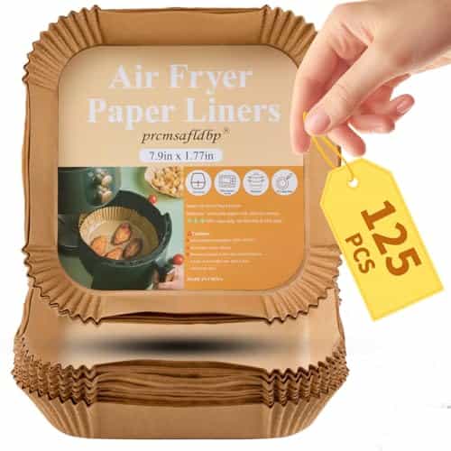 Air Fryer Paper Liners, 125 Pcs Disposable Air Fryer Liners for Home Bakers - 7.9 Inch Thickened Silicone Oil Paper - Withstands up to 450°F Heat - for Air Fryer 5 to 8 Qt